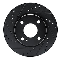 E-Line Drilled & Slotted Black Brake Rotor, 2011-2019 Ford/Lincoln/Mercury/Mazda, Position: Front Left