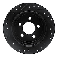 E-Line Drilled & Slotted Black Brake Rotor, 1995-2002 Ford/Lincoln/Mercury/Mazda, Position: Rear Right
