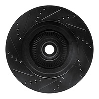 E-Line Drilled & Slotted Black Brake Rotor, 2001-2005 Ford/Lincoln/Mercury/Mazda, Position: Front Right