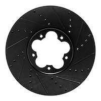 E-Line Drilled & Slotted Black Brake Rotor, Fits Select Ford/Lincoln/Mercury/Mazda, Position: Front Right