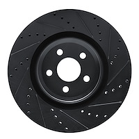 E-Line Drilled & Slotted Black Brake Rotor, Fits Select Ford/Lincoln/Mercury/Mazda, Position: Front Right