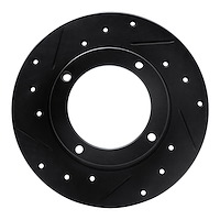 E-Line Drilled & Slotted Black Brake Rotor, 1973-1979 Acura/Honda, Position: Front Left