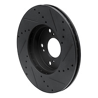 E-Line Drilled & Slotted Black Brake Rotor, 1998-2021 Acura/Honda, Position: Front Left