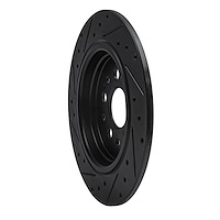 E-Line Drilled & Slotted Black Brake Rotor, Fits Select Acura/Honda, Position: Rear Right