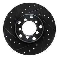 E-Line Drilled & Slotted Black Brake Rotor, 1965-1973 Mercedes-Benz, Position: Front Left