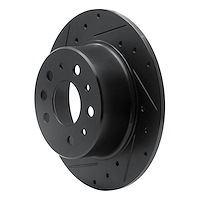 E-Line Drilled & Slotted Black Brake Rotor, 1961-1991 Mercedes-Benz, Position: Rear Left