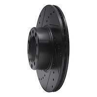 E-Line Drilled & Slotted Black Brake Rotor, 1972-1980 Mercedes-Benz, Position: Front Left