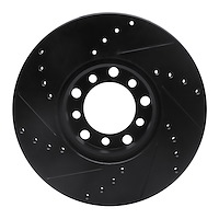 E-Line Drilled & Slotted Black Brake Rotor, 1972-1980 Mercedes-Benz, Position: Front Right