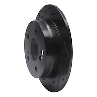 E-Line Drilled & Slotted Black Brake Rotor, 1983-1995 Mercedes-Benz, Position: Rear Left