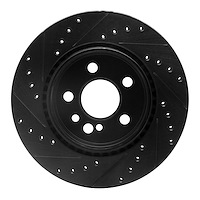 E-Line Drilled & Slotted Black Brake Rotor, 1992-1999 Mercedes-Benz, Position: Rear Right