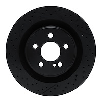 E-Line Drilled & Slotted Black Brake Rotor, 2005-2011 Mercedes-Benz, Position: Rear