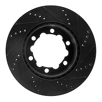 E-Line Drilled & Slotted Black Brake Rotor, Fits Select Fits Multiple Makes/Models, Position: Rear Left