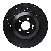 E-Line Drilled & Slotted Black Brake Rotor, Fits Select Mercedes-Benz, Position: Rear Left