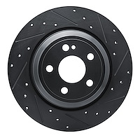 E-Line Drilled & Slotted Black Brake Rotor, Fits Select Mercedes-Benz, Position: Rear Right