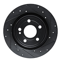 E-Line Drilled & Slotted Black Brake Rotor, Fits Select Mercedes-Benz, Position: Rear Right
