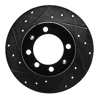 E-Line Drilled & Slotted Black Brake Rotor, 1969-1987 GM, Position: Front Left, Rear Left