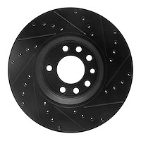 E-Line Drilled & Slotted Black Brake Rotor, 1999-2010 GM, Position: Front Left