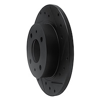 E-Line Drilled & Slotted Black Brake Rotor, 1986-2006 Infiniti/Nissan, Position: Front Right