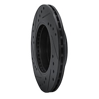 E-Line Drilled & Slotted Black Brake Rotor, 1986-2017 Infiniti/Nissan, Position: Front Right