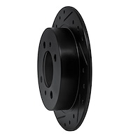 E-Line Drilled & Slotted Black Brake Rotor, 1991-2006 Infiniti/Nissan, Position: Rear Left