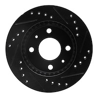 E-Line Drilled & Slotted Black Brake Rotor, 1995-2000 Infiniti/Nissan, Position: Front Left