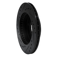 E-Line Drilled & Slotted Black Brake Rotor, 1995-2000 Infiniti/Nissan, Position: Front Right