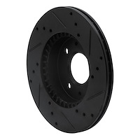 E-Line Drilled & Slotted Black Brake Rotor, 1995-2000 Infiniti/Nissan, Position: Front Left