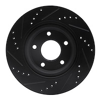 E-Line Drilled & Slotted Black Brake Rotor, 2007-2013 Infiniti/Nissan, Position: Front Right