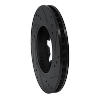 E-Line Drilled & Slotted Black Brake Rotor, 1985-2012 Infiniti/Nissan, Position: Front Left