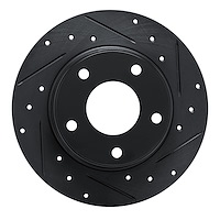 E-Line Drilled & Slotted Black Brake Rotor, Fits Select Infiniti/Nissan, Position: Rear Right