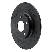 E-Line Drilled & Slotted Black Brake Rotor, Fits Select Mitsubishi, Position: Rear Left