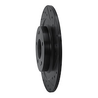 E-Line Drilled & Slotted Black Brake Rotor, Fits Select Mitsubishi, Position: Rear Right