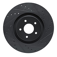 E-Line Drilled & Slotted Black Brake Rotor, Fits Select Fits Multiple Makes/Models, Position: Front Right