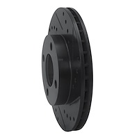 E-Line Drilled & Slotted Black Brake Rotor, 1978-1992 Audi/Porsche/Volkswagen, Position: Front Right