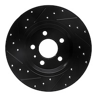 E-Line Drilled & Slotted Black Brake Rotor, Fits Select Audi/Porsche/Volkswagen, Position: Rear Right