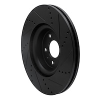 E-Line Drilled & Slotted Black Brake Rotor, 2012-2020 Audi/Porsche/Volkswagen, Position: Front Left