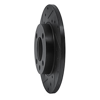 E-Line Drilled & Slotted Black Brake Rotor, 1973-2009 Audi/Porsche/Volkswagen, Position: Front Left