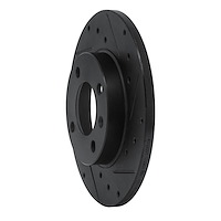 E-Line Drilled & Slotted Black Brake Rotor, 1973-2009 Audi/Porsche/Volkswagen, Position: Front Right