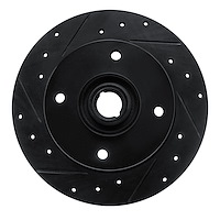 E-Line Drilled & Slotted Black Brake Rotor, 1965-1974 Audi/Porsche/Volkswagen, Position: Front Left