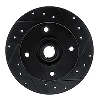 E-Line Drilled & Slotted Black Brake Rotor, 1965-1974 Audi/Porsche/Volkswagen, Position: Front Right