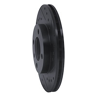 E-Line Drilled & Slotted Black Brake Rotor, 1980-2009 Audi/Porsche/Volkswagen, Position: Front Right