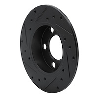 E-Line Drilled & Slotted Black Brake Rotor, 1998-2020 Audi/Porsche/Volkswagen, Position: Rear Right