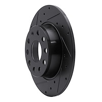 E-Line Drilled & Slotted Black Brake Rotor, Fits Select Audi/Porsche/Volkswagen, Position: Rear Left