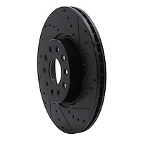 E-Line Drilled & Slotted Black Brake Rotor, Fits Select Audi/Porsche/Volkswagen, Position: Front Right