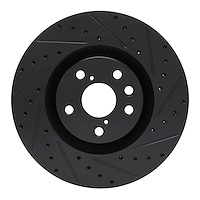 E-Line Drilled & Slotted Black Brake Rotor, Fits Select Lexus/Toyota/Scion, Position: Right Front