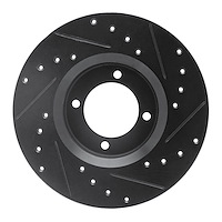 E-Line Drilled & Slotted Black Brake Rotor, 1972-1982 Lexus/Toyota/Scion, Position: Front Left