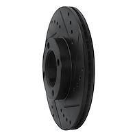 E-Line Drilled & Slotted Black Brake Rotor, 1986-1989 Lexus/Toyota/Scion, Position: Front Right