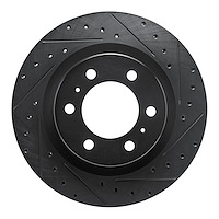 E-Line Drilled & Slotted Black Brake Rotor, Fits Select Lexus/Toyota/Scion, Position: Front Right