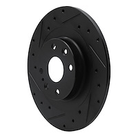 E-Line Drilled & Slotted Black Brake Rotor, 2001-2005 Ford/Lincoln/Mercury/Mazda, Position: Rear Left