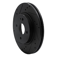 E-Line Drilled & Slotted Black Brake Rotor, 2011-2015 Ford/Lincoln/Mercury/Mazda, Position: Front Left